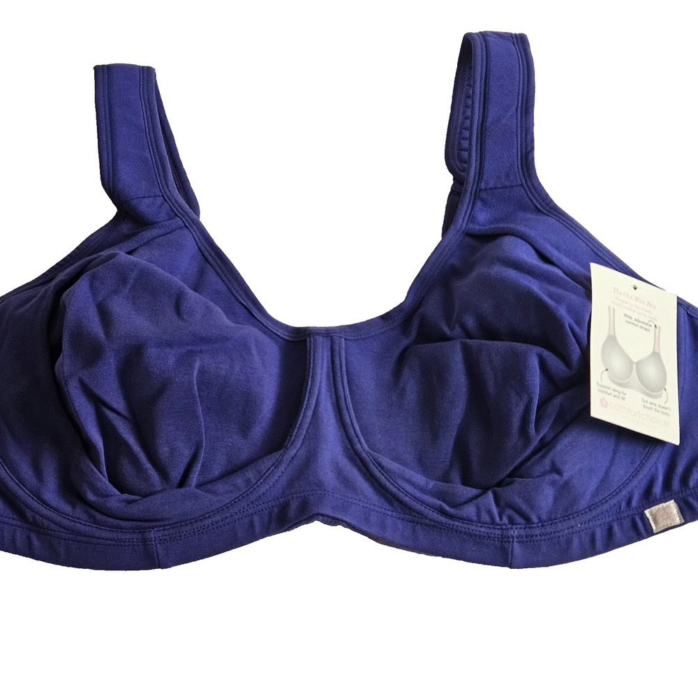Comfort Choice Women's Plus Size Out Wire Bra 48B deep purple NWT